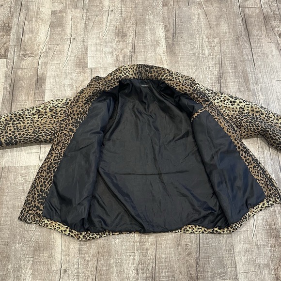 Glitzy Rags Vintage Leopard Print Puff Jacket Buttons Pockets USA Womens Size S - Picture 8 of 13